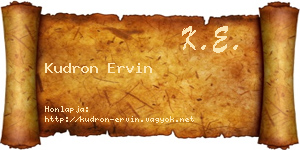 Kudron Ervin névjegykártya