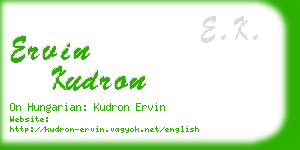 ervin kudron business card